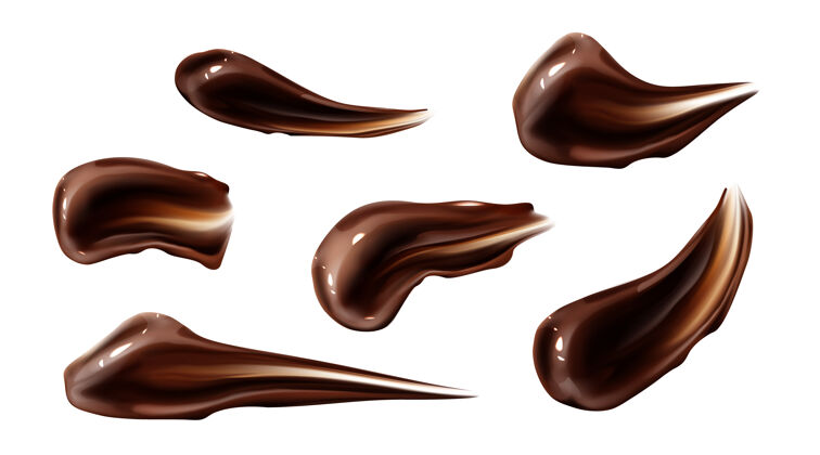 飞溅巧克力笔触棕色液体涂片奶油熔化奶油