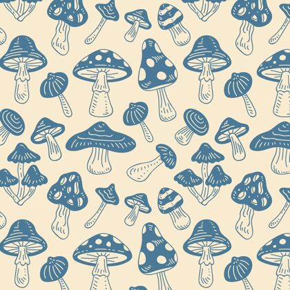彩色手绘蘑菇图案蘑菇背景墙纸蘑菇