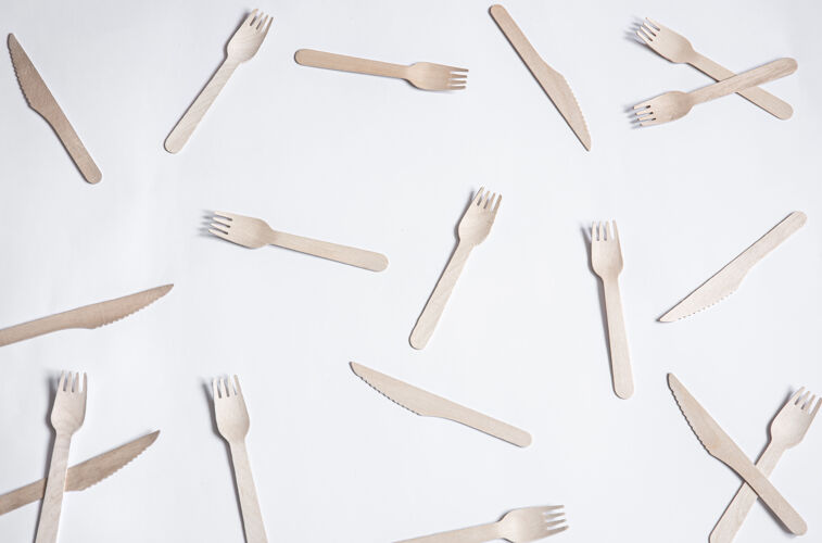 木材环保竹叉拯救地球的理念 拒绝塑料零浪费组成餐具