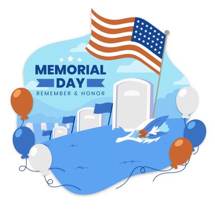 美国有机平面美国阵亡将士纪念日插画活动哀悼联邦