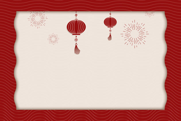 历史传统的中国红灯笼设计与复制空间卡活动灯笼节日
