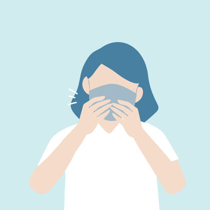 医学咳嗽的女人戴着covid-19面罩面具过敏N95面具