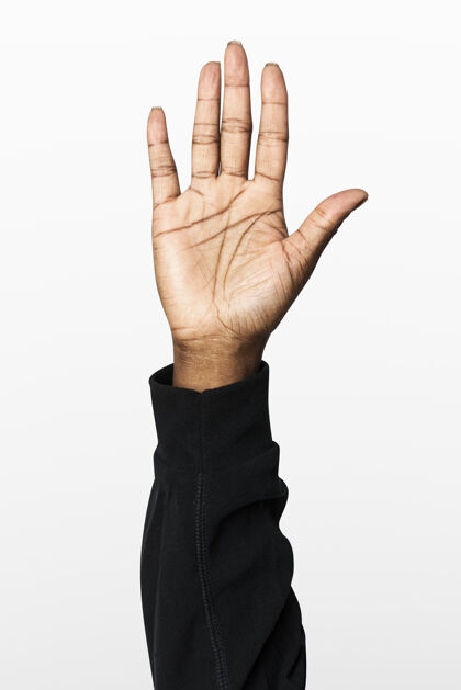 演示用黑色长袖展示手掌手势黑人投票女人