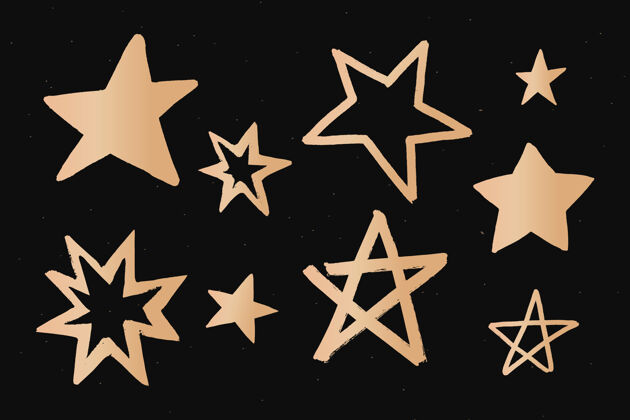 涂鸦闪闪发光的星星金色空间涂鸦贴纸闪亮的星星可爱星际