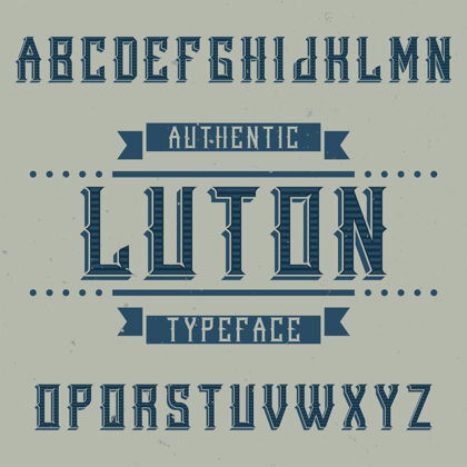排版古老的字母和标签字体命名为卢顿字母明亮类型