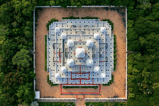 佛陀泰国瓦塔索卡拉姆寺鸟瞰图古代塔曼谷