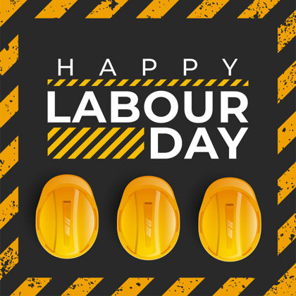 国家戴着黄色安全帽庆祝国际劳动节工人建筑字母