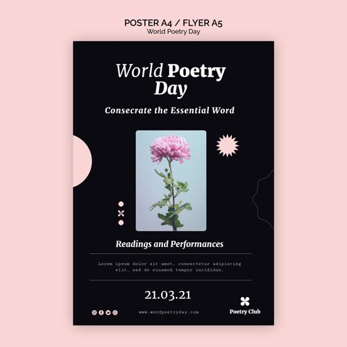 文化世界诗歌日活动传单模板世界诗歌日艺术文学