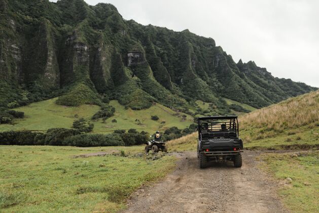 汽车吉普车夏威夷吉普车全景图姿势旅游夏威夷群岛