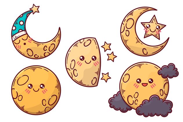 睡眠月亮元素插图集可爱设置明星