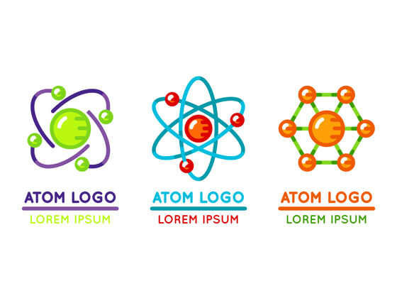 集合原子标志设置在平面样式微观核粒子科学化学粒子