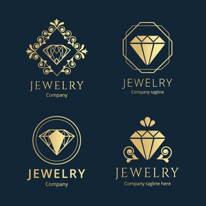 Logo金色渐变珠宝标志系列CorporateSetJewelry