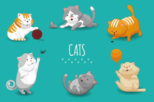 猫可爱的小猫插图集猫和家猫玩优雅坐收集