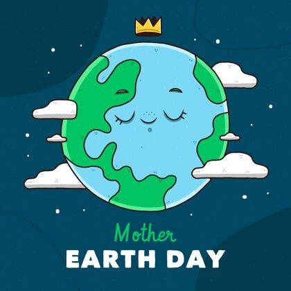 自然手绘地球母亲节插图4月22日实习生行星