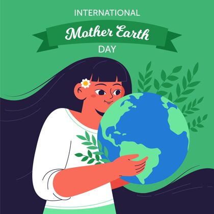 实习生有机平面地球母亲日插画地球行星有机