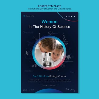 女性国际妇女和女孩科学日打印模板庆典全球女性