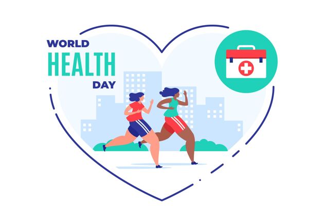 健康平面世界卫生日庆祝插画世界卫生日国际健康
