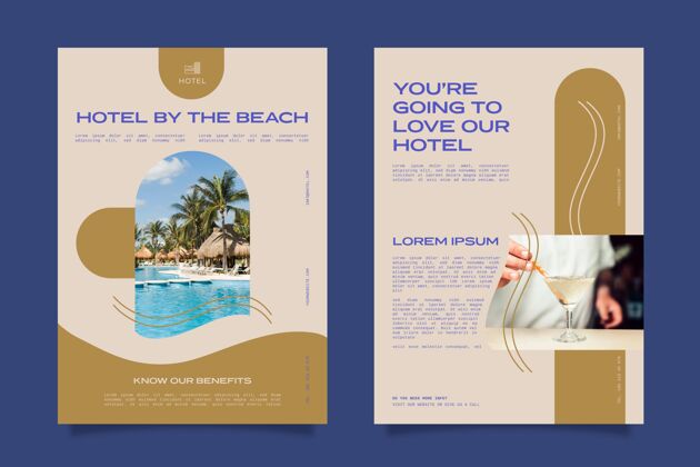 房间创意酒店信息传单模板与照片度假村酒店传单旅游