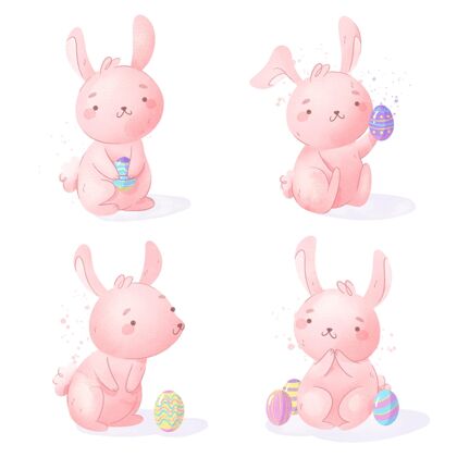 纪念复活节兔子系列水彩画教水彩画复活节
