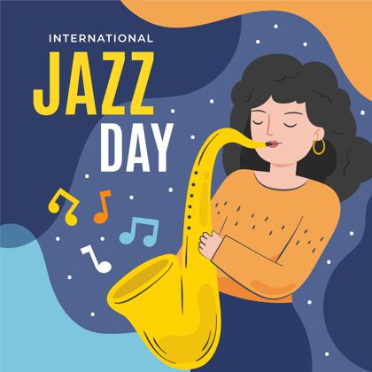 经典手绘国际爵士日插画声音爵士乐文化