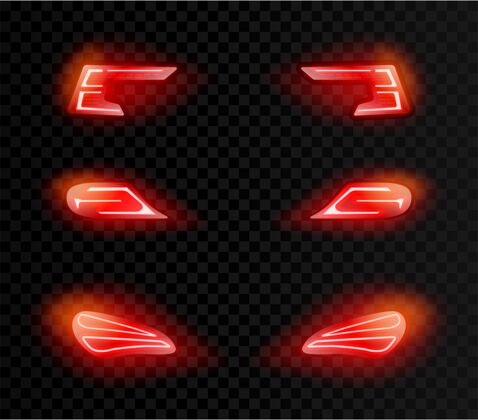 黑暗逼真的车背上不同形状的红灯透明暗灯Led指示灯
