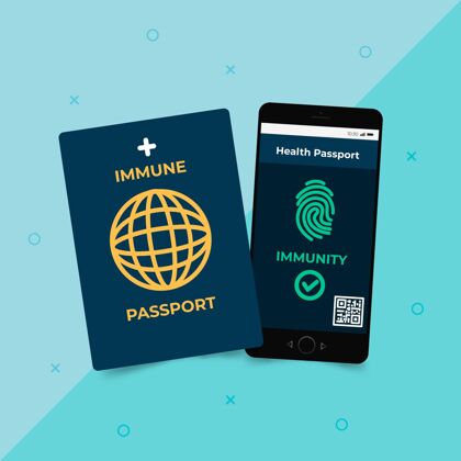 健康平面设计的健康护照为柯维德免疫的人旅行医疗文件