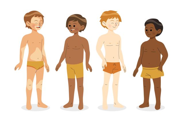 男子平面手绘型的男性体型身体类型男性插图