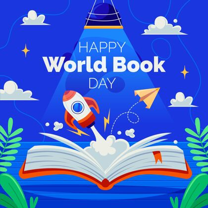全球平面世界图书日插画世界图书日版权日插图