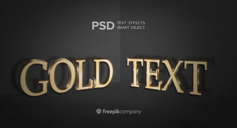创意黑色背景上的金色文本效果金色排版字体