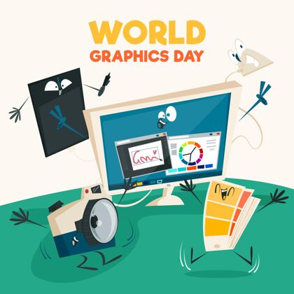 手绘手绘世界图形日插画庆典通讯设计世界图形日