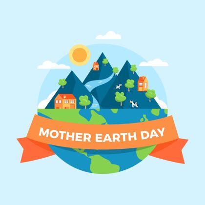庆典地球母亲节插图生态系统插图平面设计