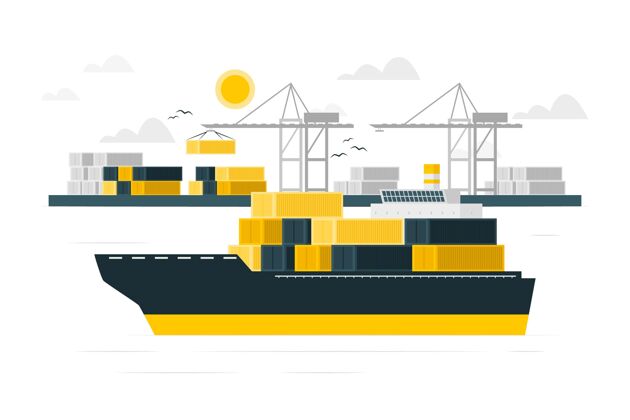 运输集装箱船？概念图装运交货海运