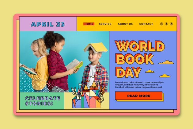 庆典世界图书日登录页模板图书4月23日全球