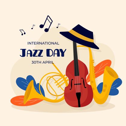 声音平面国际爵士日插画乐器爵士乐音乐会文化