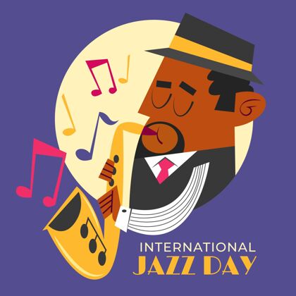 手绘手绘国际爵士日插画爵士乐经典国际爵士乐日