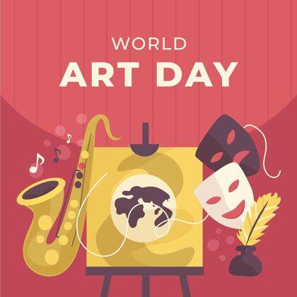 创意手绘世界艺术日插画艺术家艺术庆典