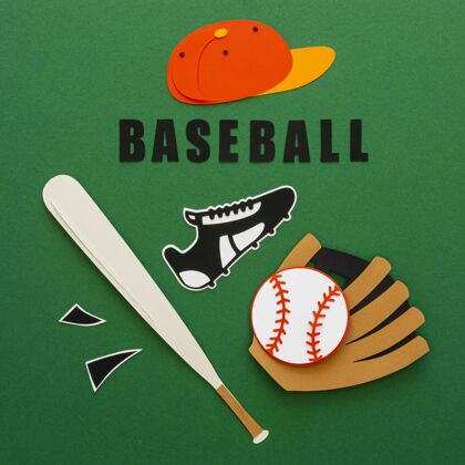 美国棒球的顶视图 球棒 运动鞋和帽子美国广场帽子