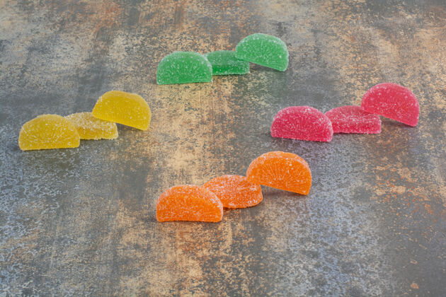 耐嚼美味的彩色大理石背景果酱高品质的照片糖水果含糖