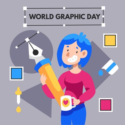 平面设计手绘世界图形日插画手绘传播设计国际