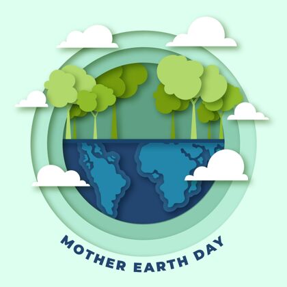地球母亲地球母亲节插图在纸上环境生态系统纸张风格