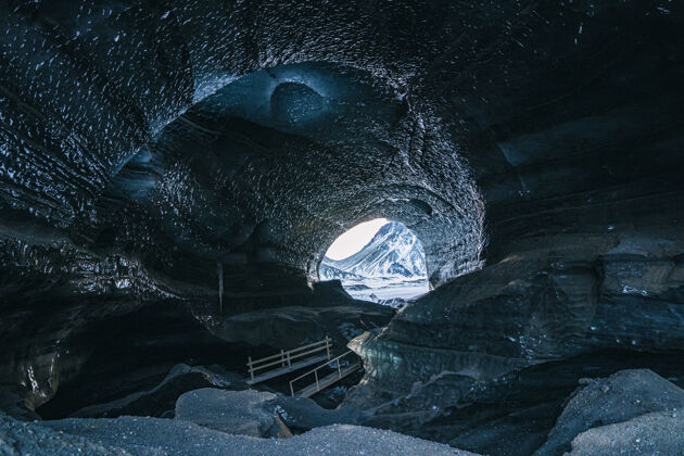 冰岛灰色洞穴自然室内黑暗