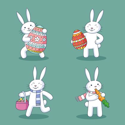 分类手绘复活节兔子系列可爱兔子纪念