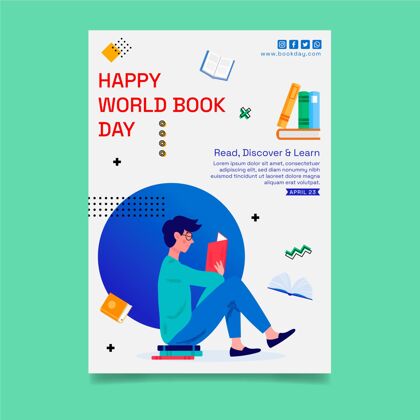 模板世界图书日庆祝活动垂直传单模板国际庆典小说