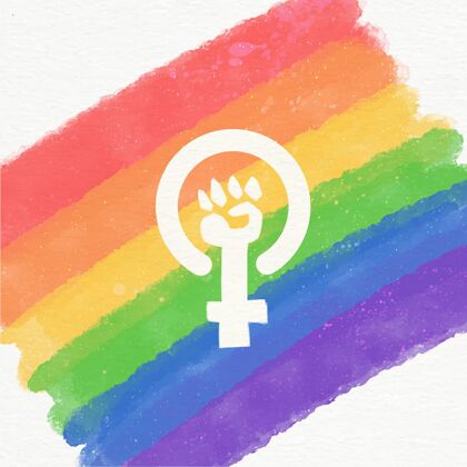 象征水彩女权主义lgbt旗帜插图彩虹拳头同性恋