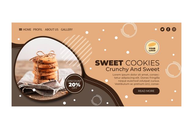 零食Cookies登录页登陆页面甜点网页模板