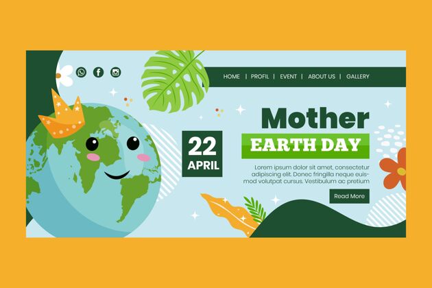 网页模板地球母亲节庆祝活动的登陆页模板生态系统地球母亲国际地球母亲日
