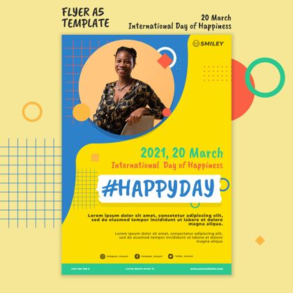 模板国际幸福日传单全球快乐国际快乐日