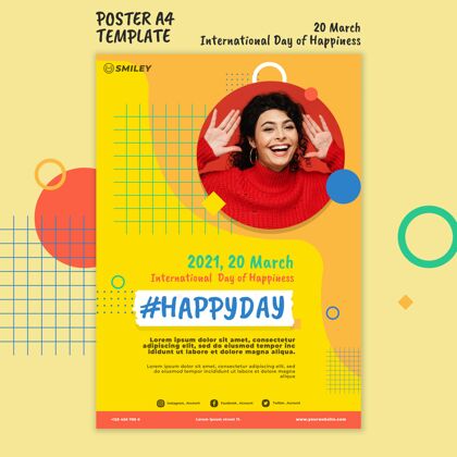 模板国际幸福日海报国际快乐日国际全球