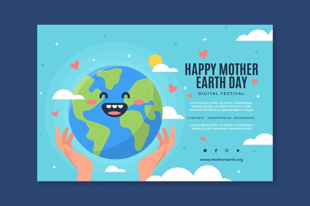 环境地球母亲节庆祝横幅模板地球母亲生态系统全球