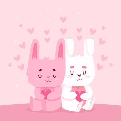 浪漫可爱的情人节兔子情侣动物情侣可爱